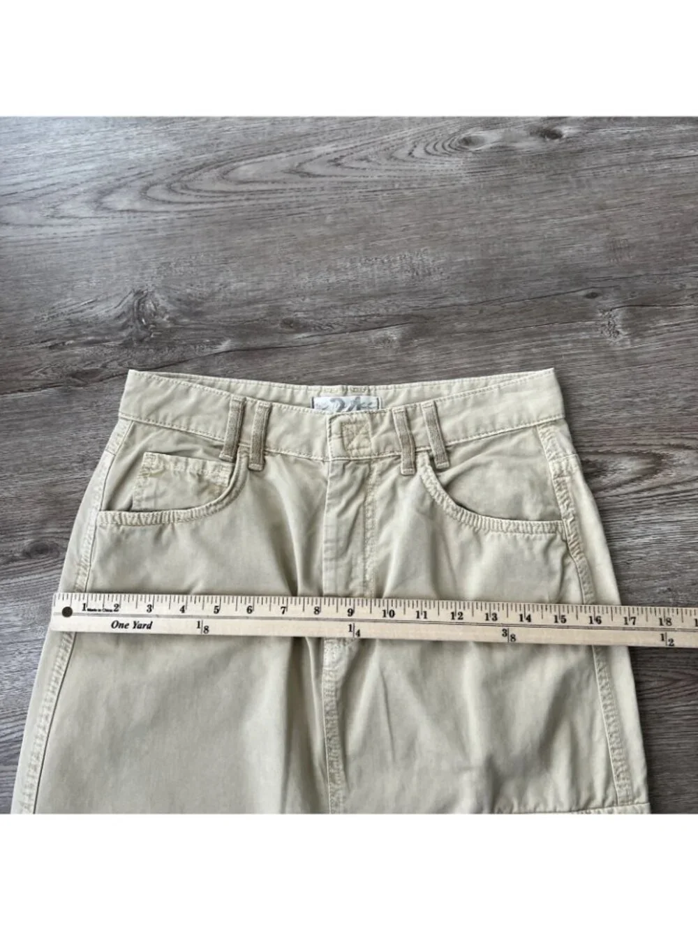 Free People‎ Khaki Cargo Utility Midi Skirt Womens 24 Cotton Front Slit Boho Y2K